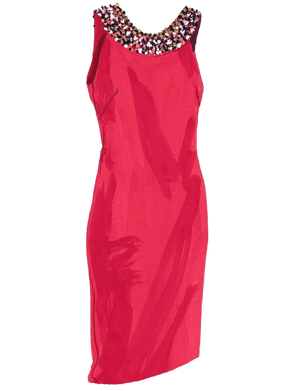 J. Peterman Red  Derby Dress   Beaded Neck Dress